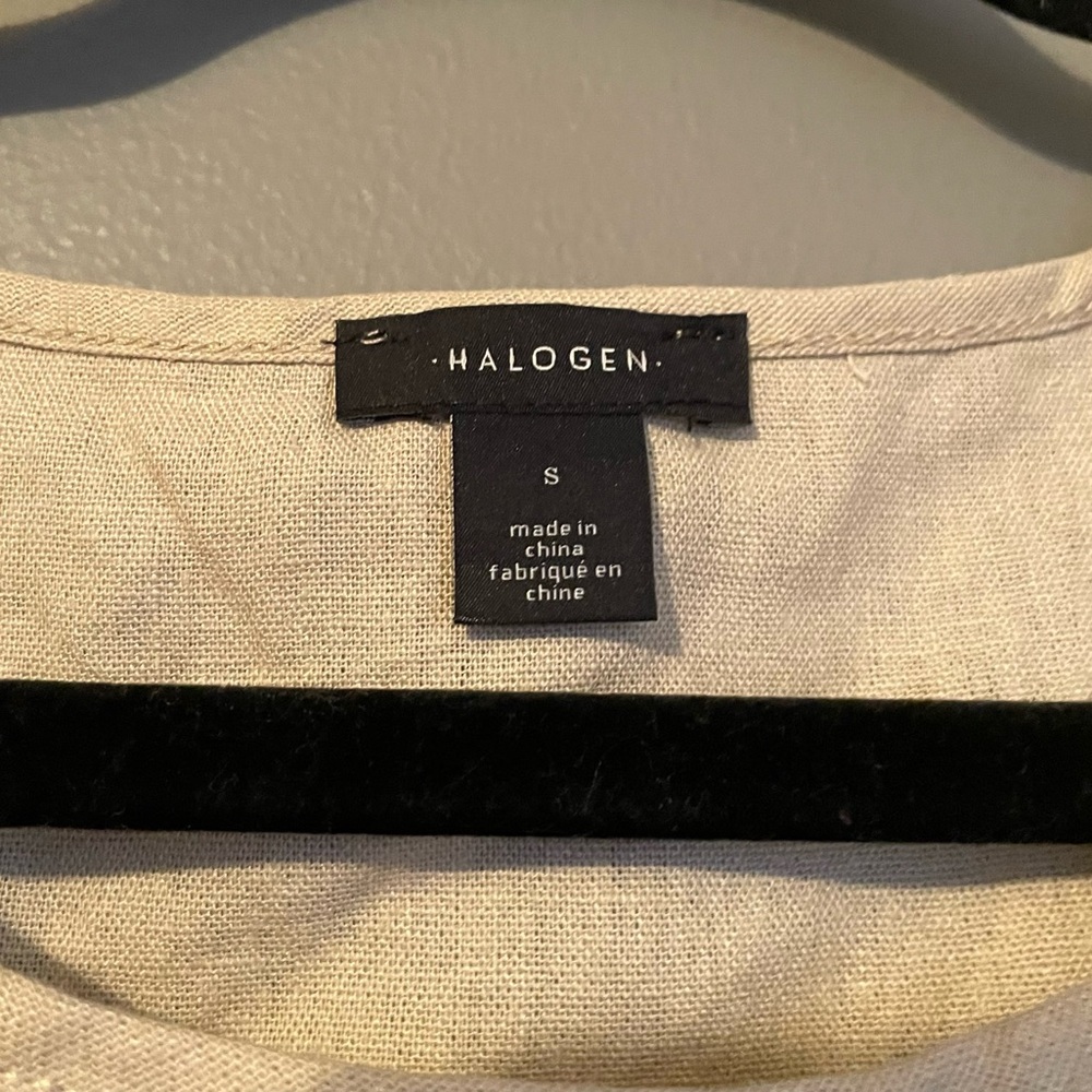 NWT Halogen Sz Small Women’s Tan Scoop-neck Sleeveless Linen Blouse Top Shirt! - Picture 2 of 9